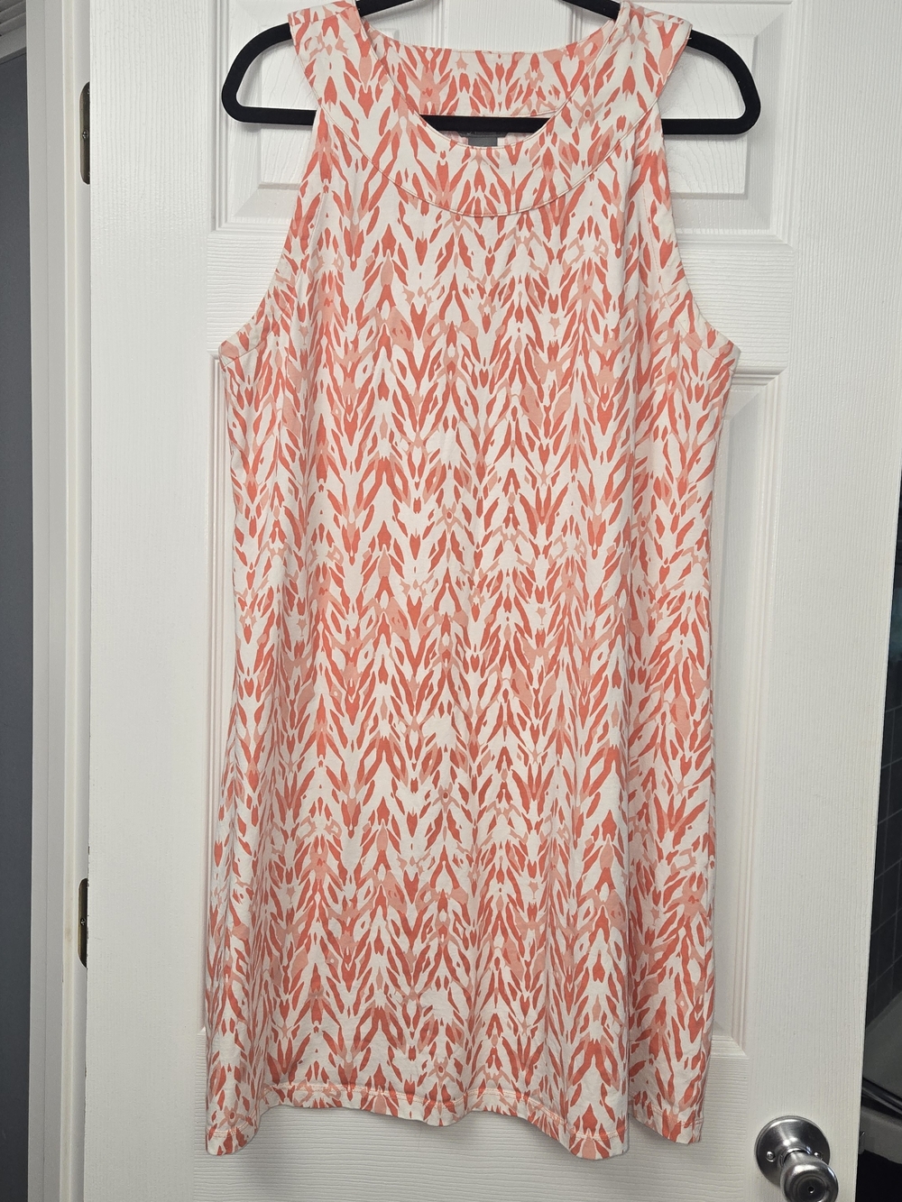 Natural Reflections Sleeveless High Neck Summer Shift Sundress Coral White XL